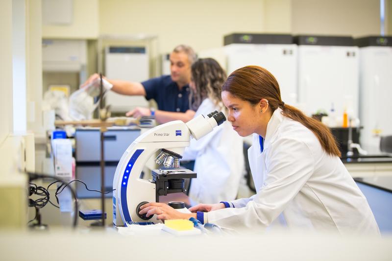 Al soggiorno linguistico inglese New York una ragazza sta facendo un laboratorio 