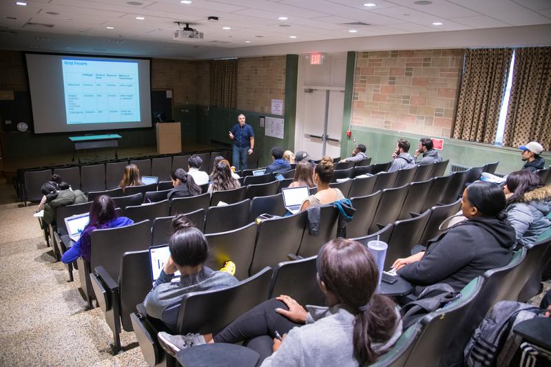 Al soggiorno linguistico inglese New York i ragazzi stanno seguendo una lezione 