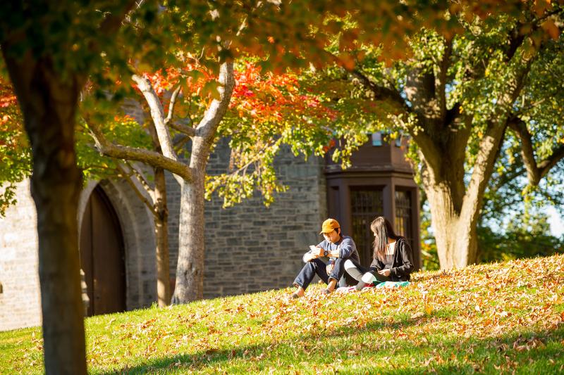 Al soggiorno linguistico inglese New York due ragazzi sono sul parco che stanno parlando 