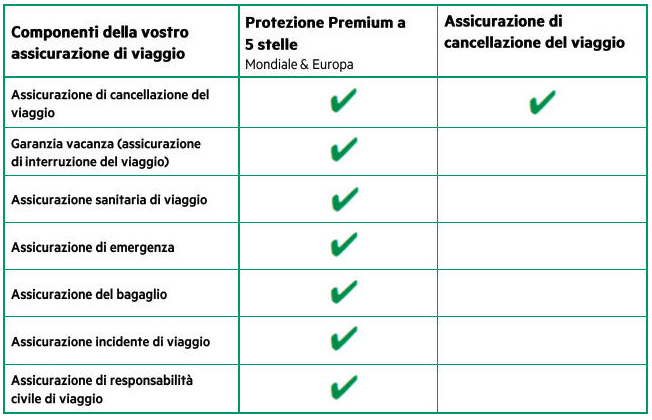 Tipologie di protezione dell'assicurazione di viaggio